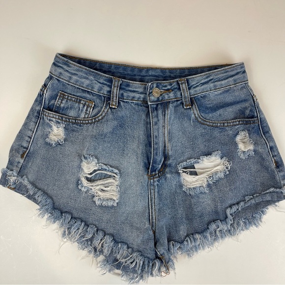 High Rise Cut Off Ripped Jean Shorts - Picture 14 of 15